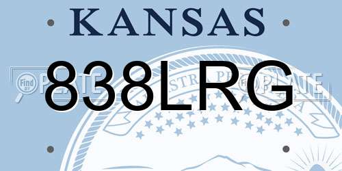 838LRG Kansas License Plate