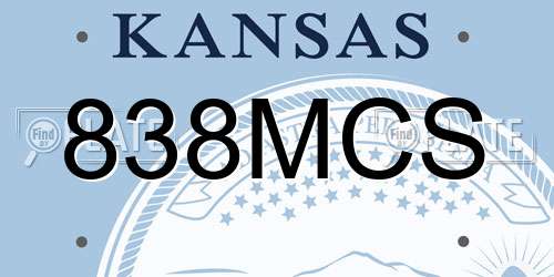 838MCS Kansas License Plate