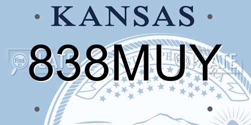 838MUY Kansas License Plate