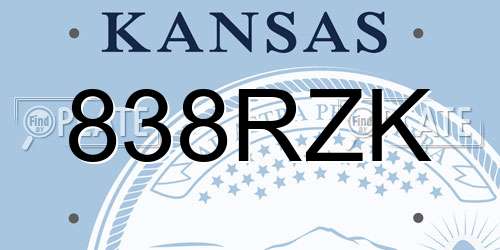 838RZK Kansas License Plate