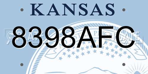 8398AFC Kansas License Plate