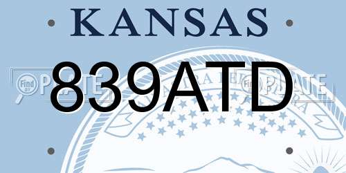 839ATD Kansas License Plate