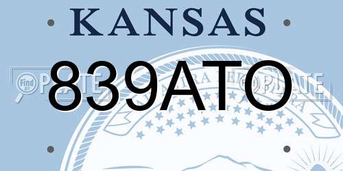 839ATO Kansas License Plate