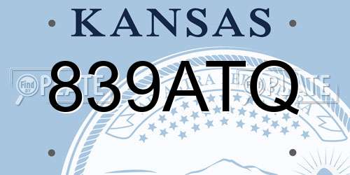 839ATQ Kansas License Plate
