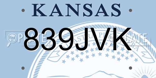 839JVK Kansas License Plate