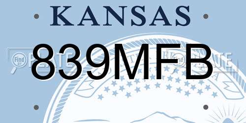 839MFB Kansas License Plate