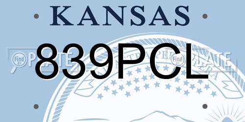 839PCL Kansas License Plate