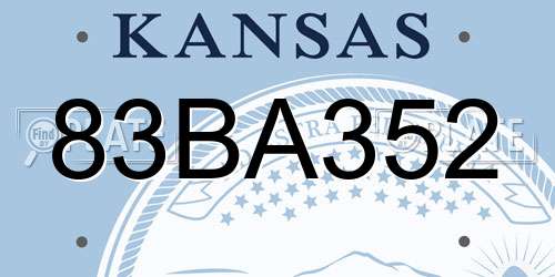 83BA352 Kansas License Plate