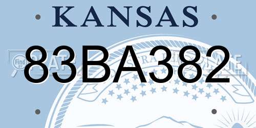 83BA382 Kansas License Plate