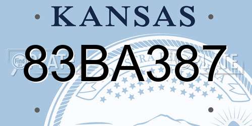 83BA387 Kansas License Plate