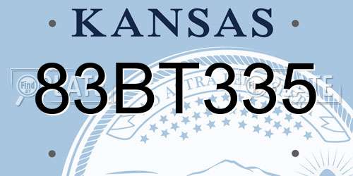 83BT335 Kansas License Plate