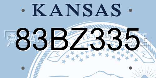 83BZ335 Kansas License Plate
