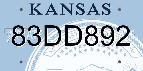 83DD892 Kansas License Plate