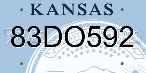 83DO592 Kansas License Plate