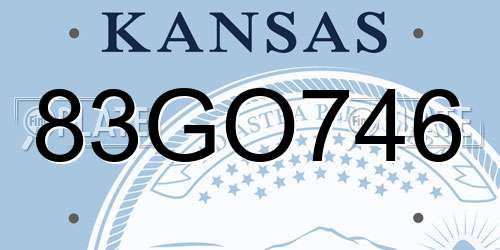 83GO746 Kansas License Plate