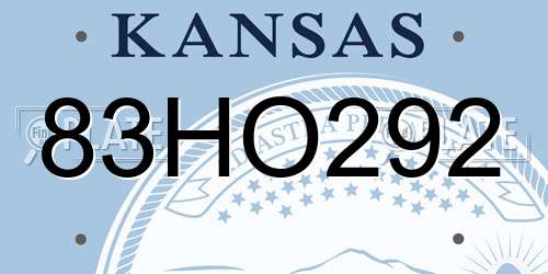 83HO292 Kansas License Plate