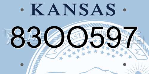 83OO597 Kansas License Plate