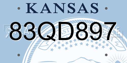 83QD897 Kansas License Plate