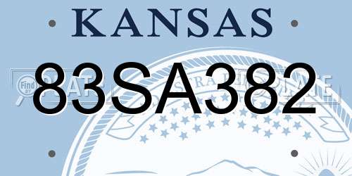 83SA382 Kansas License Plate