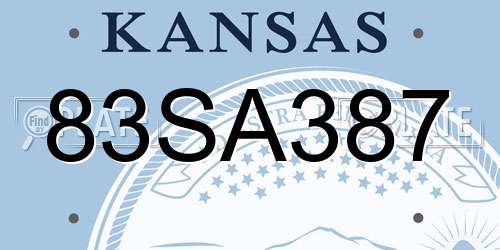 83SA387 Kansas License Plate