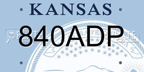840ADP Kansas License Plate