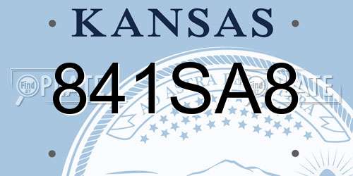 841SA8 Kansas License Plate
