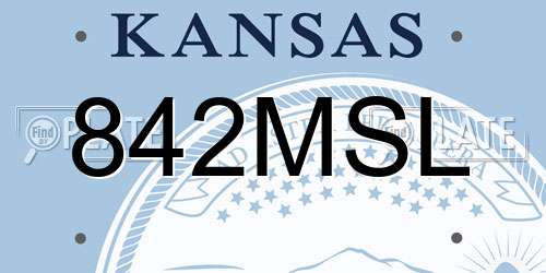 842MSL Kansas License Plate