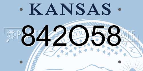 842O58 Kansas License Plate