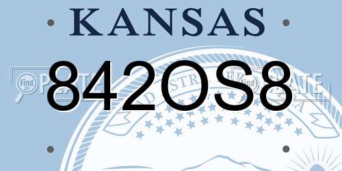 842OS8 Kansas License Plate