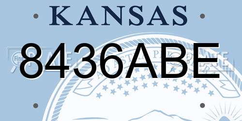 8436ABE Kansas License Plate