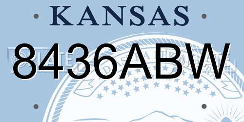 8436ABW Kansas License Plate
