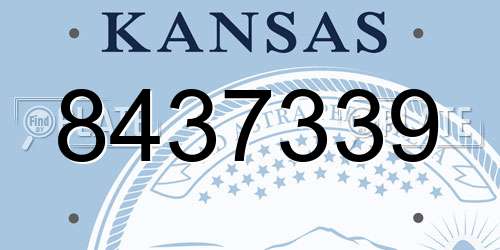 8437339 Kansas License Plate