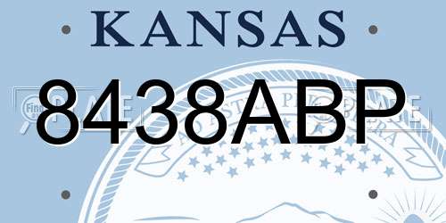 8438ABP Kansas License Plate