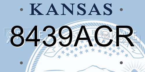 8439ACR Kansas License Plate