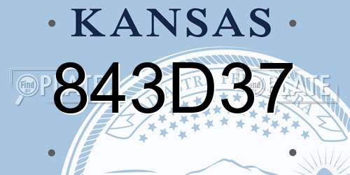 843D37 Kansas License Plate