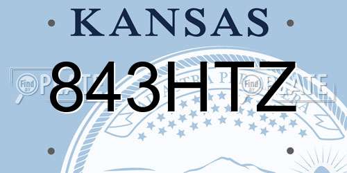 843HTZ Kansas License Plate