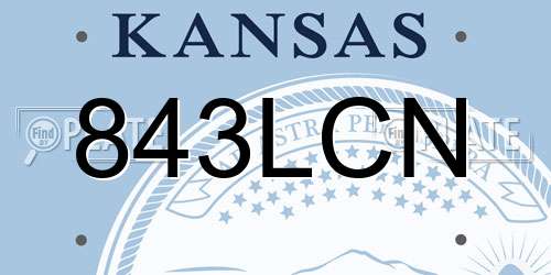 843LCN Kansas License Plate