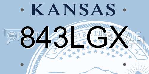 843LGX Kansas License Plate