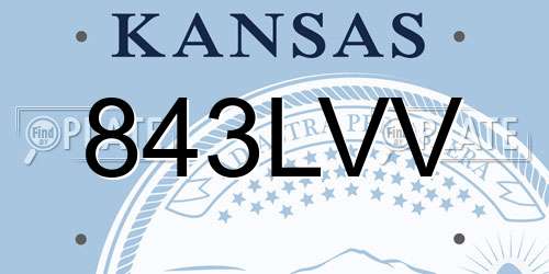 843LVV Kansas License Plate