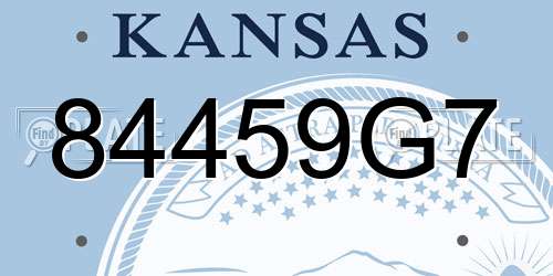 84459G7 Kansas License Plate