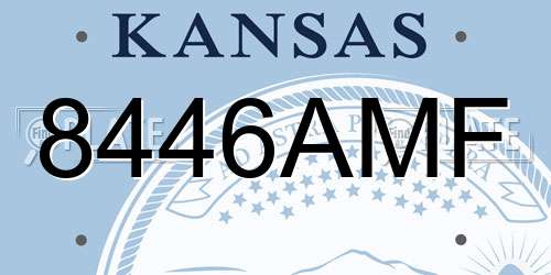 8446AMF Kansas License Plate