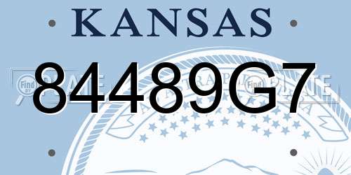 84489G7 Kansas License Plate