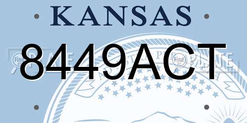 8449ACT Kansas License Plate