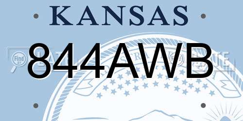 844AWB Kansas License Plate
