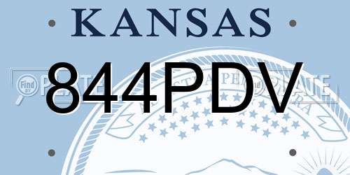 844PDV Kansas License Plate