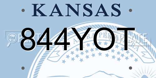 844YOT Kansas License Plate