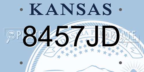 8457JD Kansas License Plate
