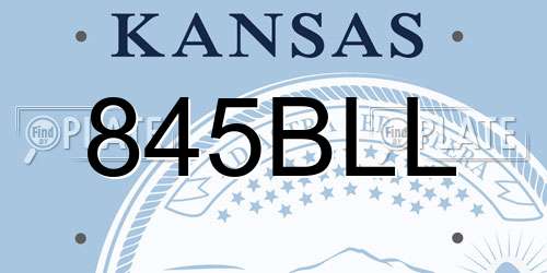 845BLL Kansas License Plate
