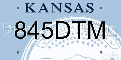 845DTM Kansas License Plate