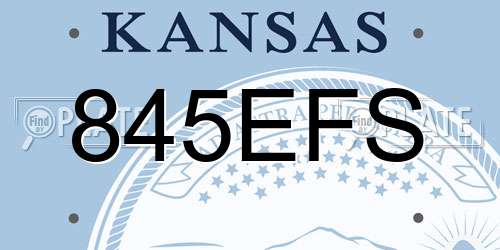 845EFS Kansas License Plate